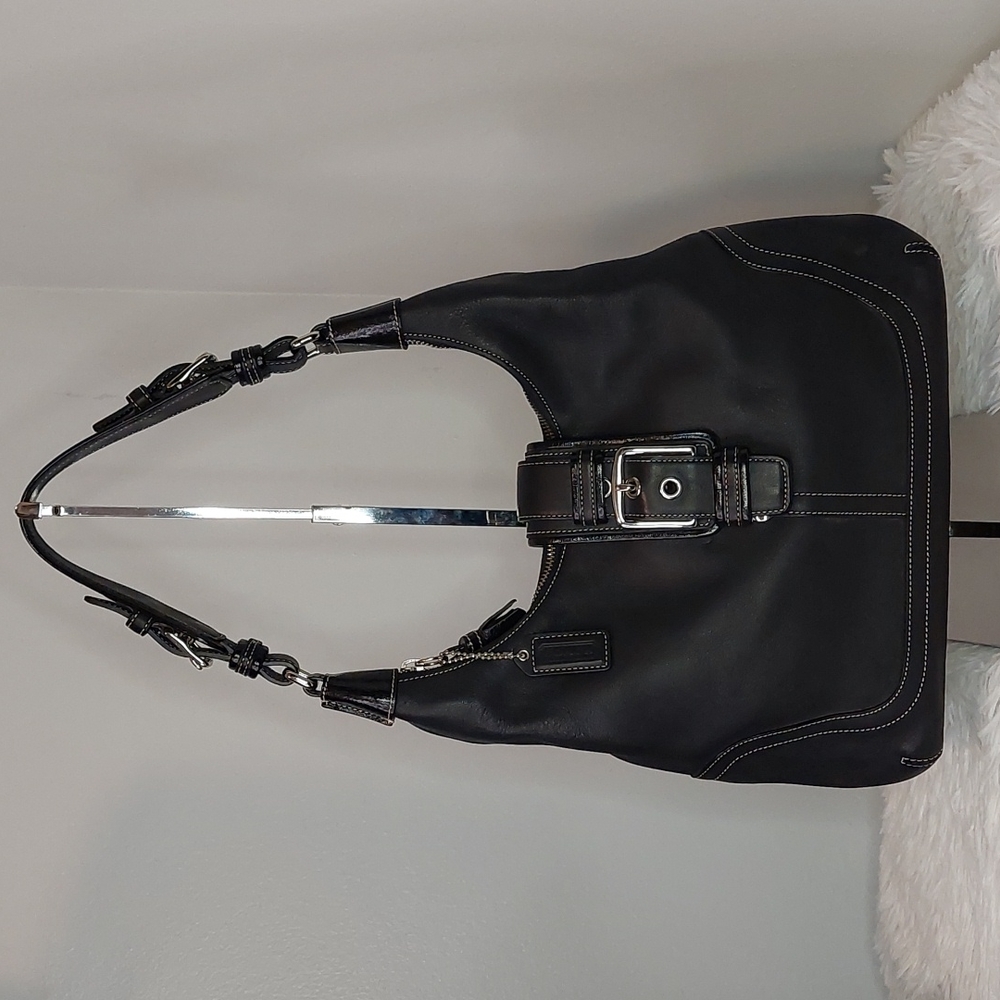 Coach Hampton Buckle Leather Hobo Bag